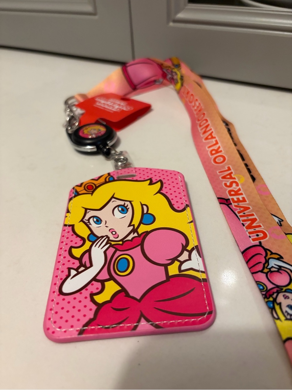 Nintendo Super Mario Peach Pink Character Lanyard Badge Holder